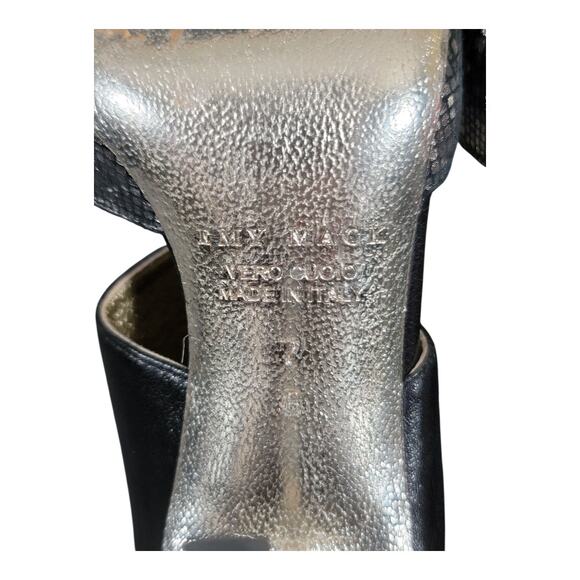 Emy Mack Elsa Black & Silver Printed Calf Pointed‎ Toe Heels Leather Size 7B - Picture 13 of 15